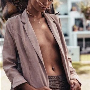 Sabo Skirt Musk Suede Coat in Dusty Pink